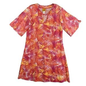 Ruby Rd Loose Pullover Dress Size Medium Red‎ Orange Artsy Multicolor Soft